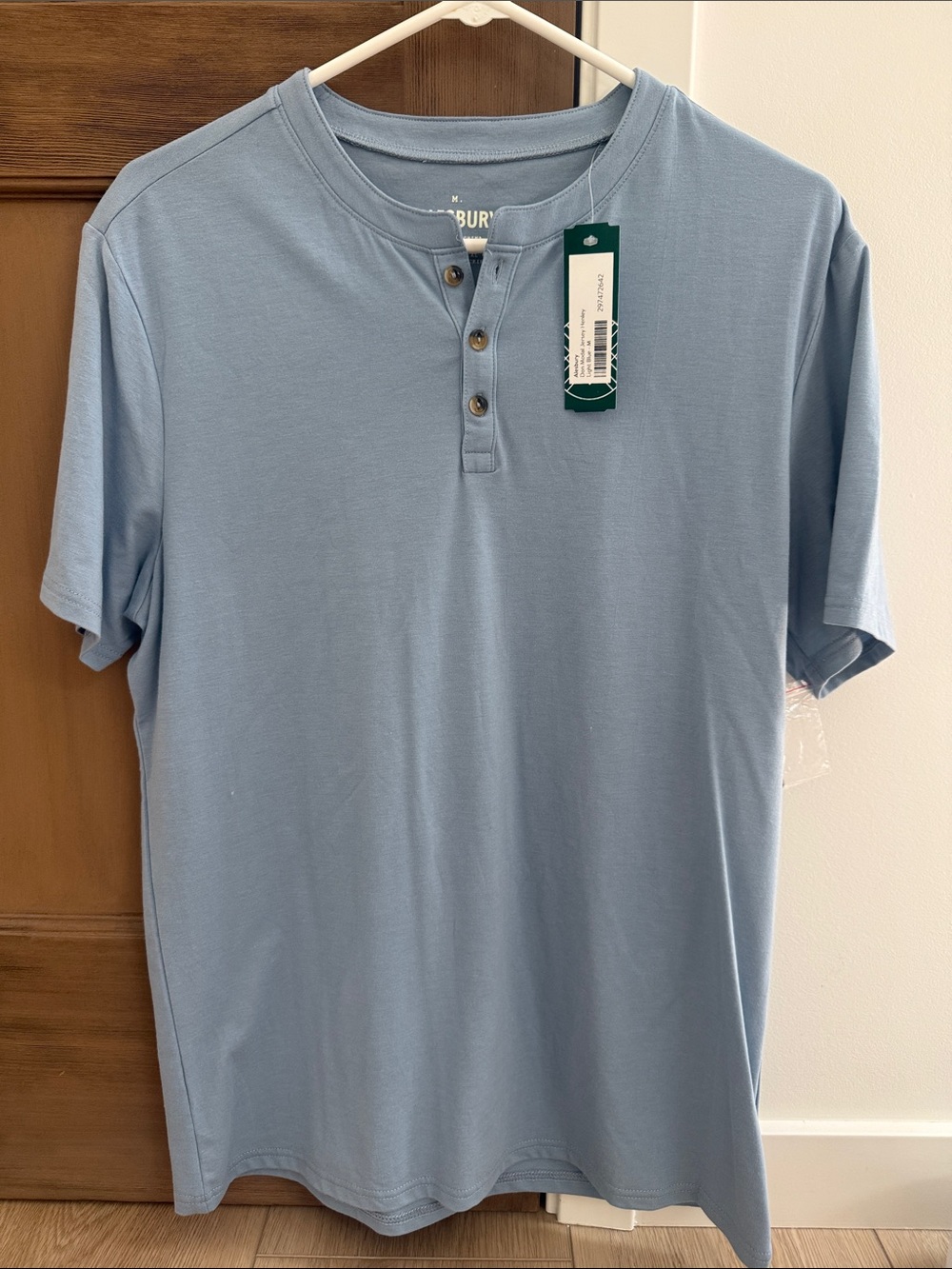 Alesbury Men's Light Blue Henley Short-Sleeve Shirt M
